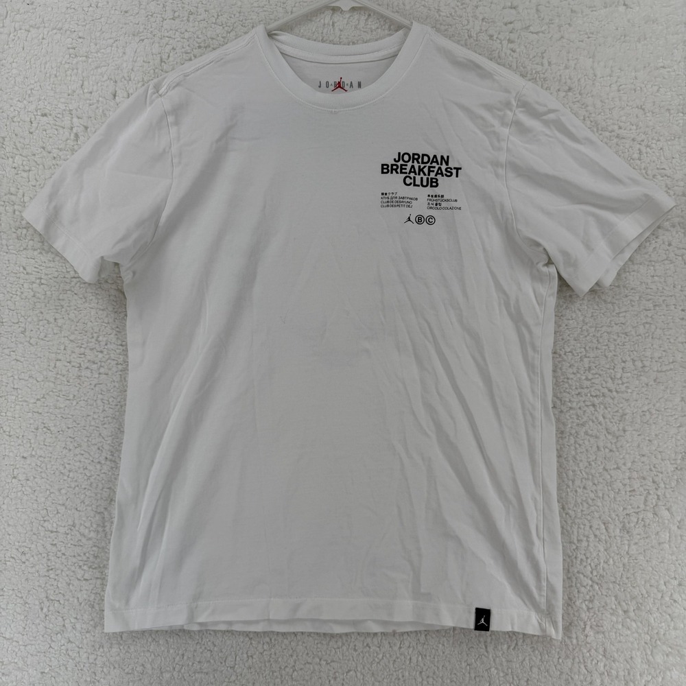 Nike Air Jordan Mens Large White Breakfast Club Dri Fit‎ Graphic T-Shirt L